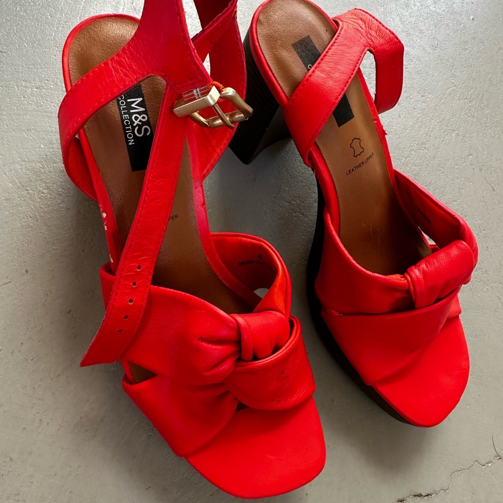 Marks & Spencer Bright Red Heeled Sandals